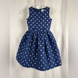 Gymboree Girls Navy Silver Polka Dot Party Dress Size 7